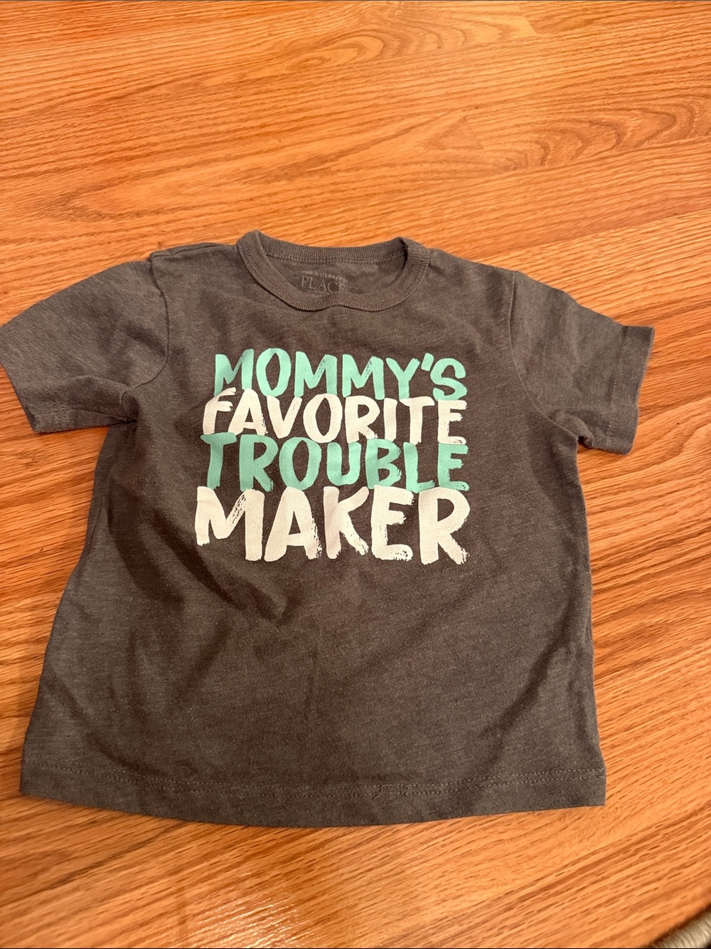 The Children's Place Charcoal Tee with Turquoise & White Graphic